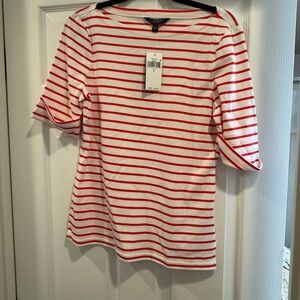 Ralph Lauren Red and White Striped Long Sleeve Tee